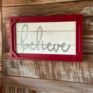 Believe Farm House Distressed Wood Sign New With Tags